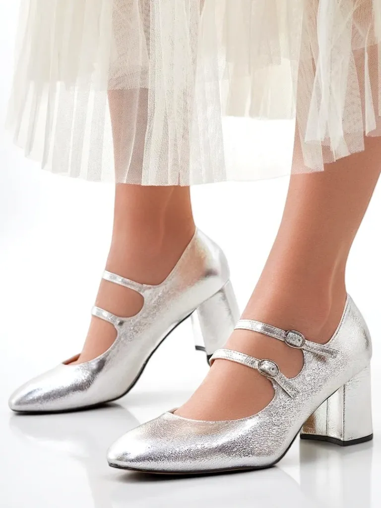 Best Lakierowane damskie czółenka na słupku z paseczkami Ovinna Klasyczne