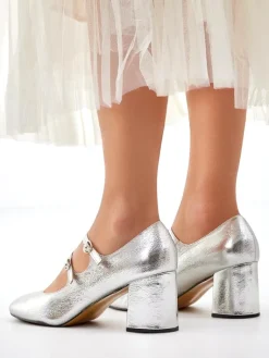 Best Lakierowane damskie czółenka na słupku z paseczkami Ovinna Klasyczne