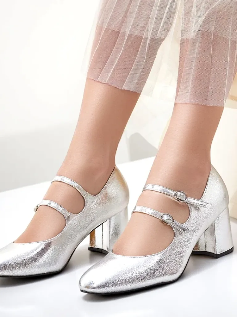 Best Lakierowane damskie czółenka na słupku z paseczkami Ovinna Klasyczne