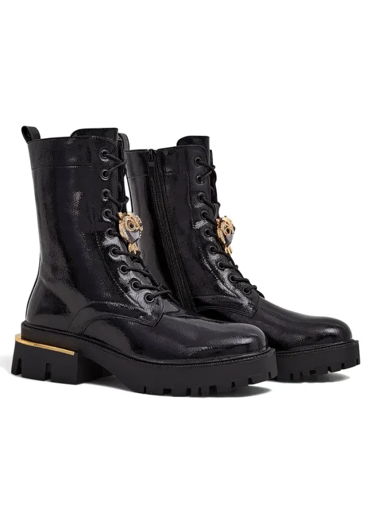 Lakierowane damskie botki typu workery Tesiolle Workery|Botki Sznurowane