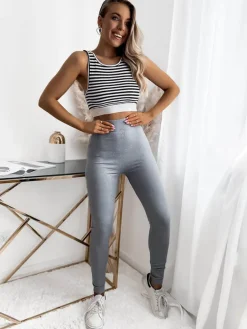 Sale Legginsy damskie w kolorze jasnoszarym PLUS SIZE Legginsy / Tregginsy|Plus Size