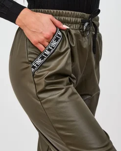 Clearance Luźne spodnie damskie eko skórzane w kolorze Eko Skórzane