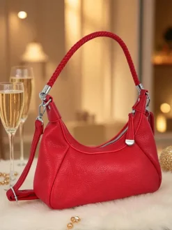 Outlet Mała damska torebka z eko skóry z ozdobnym paseczkiem Lacquea Damskie Małe Torebki