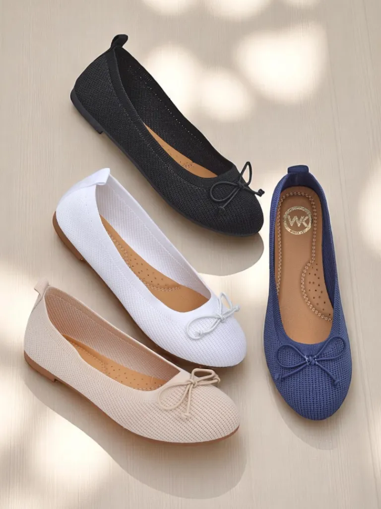 New Materiałowe damskie baleriny Magger Baleriny Klasyczne