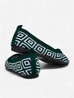 New Materiałowe damskie baleriny z geometrycznym printem Metric Baleriny Klasyczne