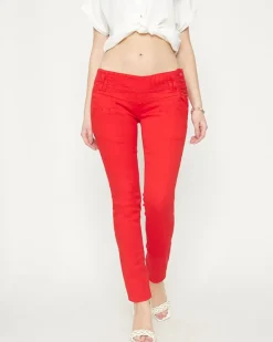 New Materiałowe spodnie damskie z niskim stanem w kolorze m Spodnie Materiałowe