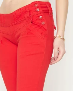 New Materiałowe spodnie damskie z niskim stanem w kolorze m Spodnie Materiałowe