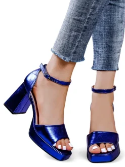 New Metaliczne damskie sandały Voleles Sandały Na Słupku