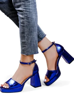 New Metaliczne damskie sandały Voleles Sandały Na Słupku