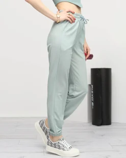 Hot Miętowe dresy damskie z naszywką Spodnie Dresowe