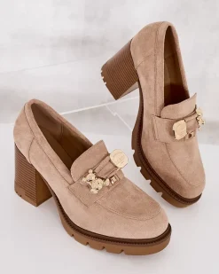 Sale Mokasyny damskie na wysokim słupku Nezii Mokasyny Na Obcasie