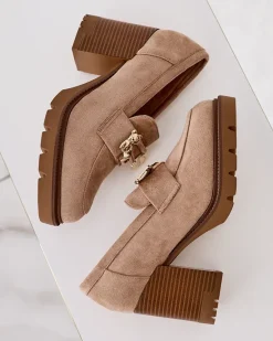 Sale Mokasyny damskie na wysokim słupku Nezii Mokasyny Na Obcasie