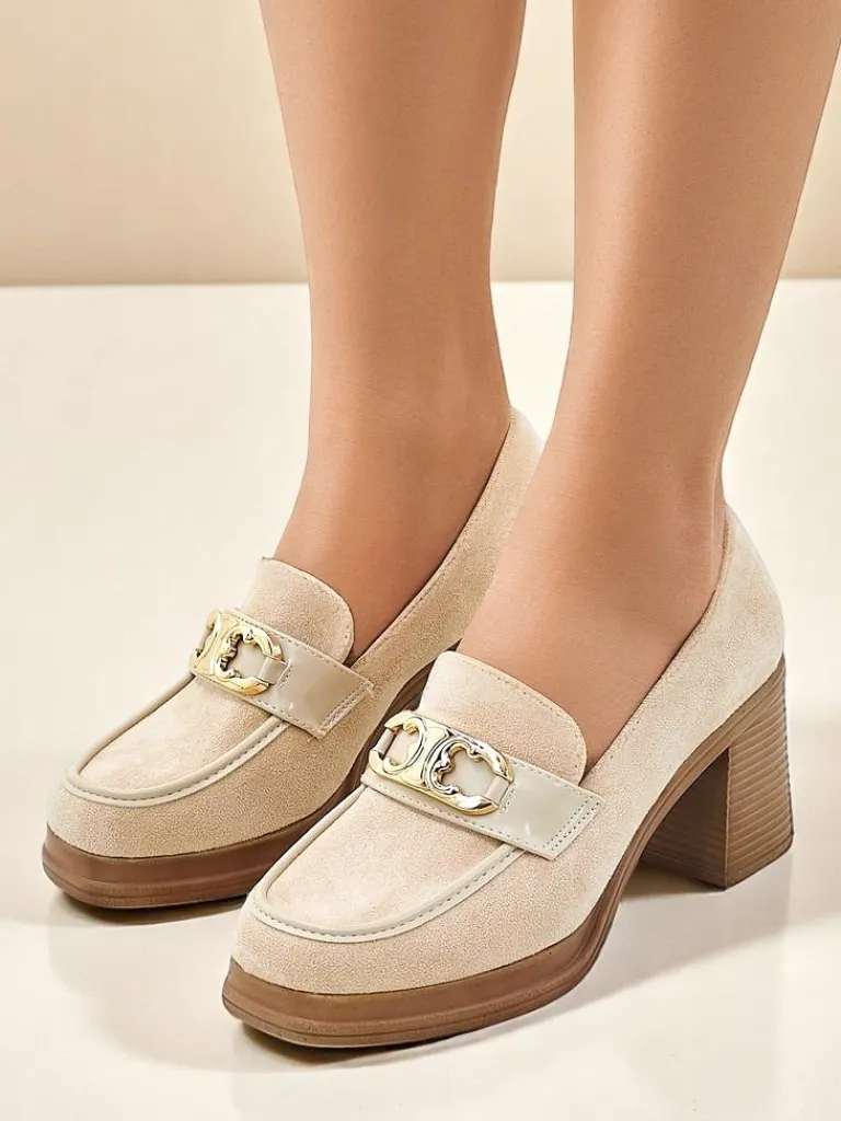 Hot Mokasyny damskie na słupku Qeroy Mokasyny Na Obcasie