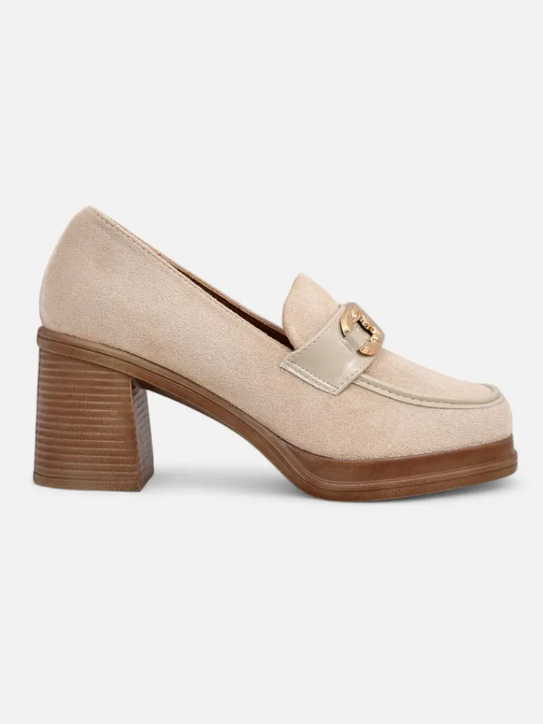 Hot Mokasyny damskie na słupku Qeroy Mokasyny Na Obcasie