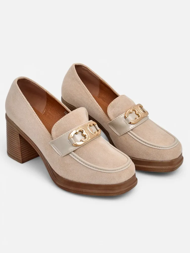 Hot Mokasyny damskie na słupku Qeroy Mokasyny Na Obcasie