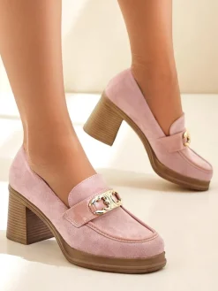 Clearance Mokasyny damskie na słupku Qeroy Mokasyny Na Obcasie