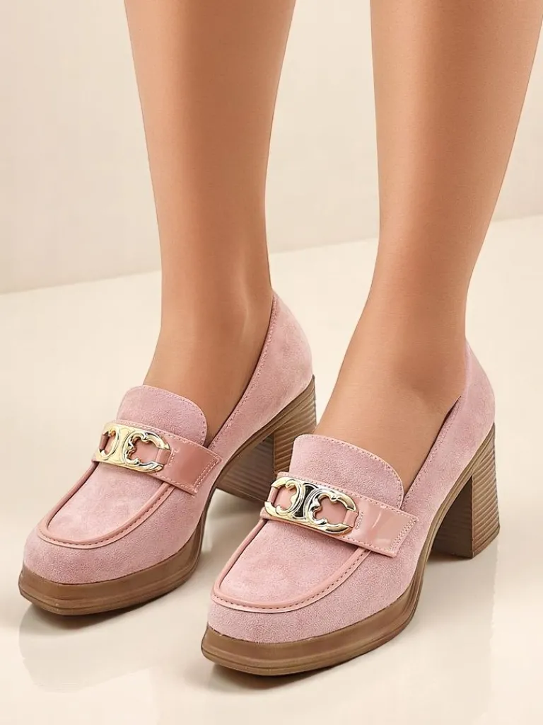 Clearance Mokasyny damskie na słupku Qeroy Mokasyny Na Obcasie