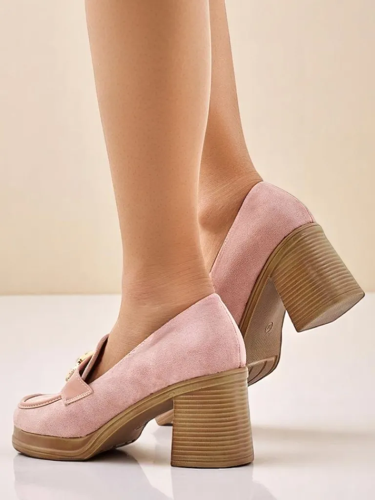 Clearance Mokasyny damskie na słupku Qeroy Mokasyny Na Obcasie