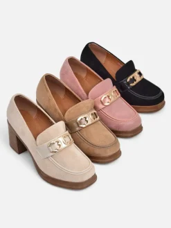 Clearance Mokasyny damskie na słupku Qeroy Mokasyny Na Obcasie