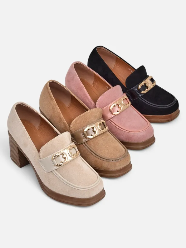 Clearance Mokasyny damskie na słupku Qeroy Mokasyny Na Obcasie