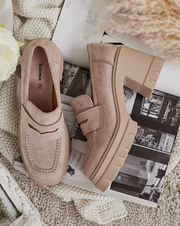 Discount Mokasyny damskie na słupku Narvoti Półbuty|Mokasyny Na Obcasie