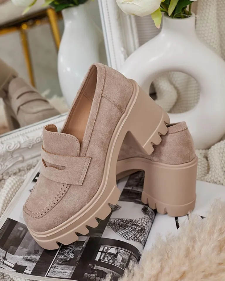 Discount Mokasyny damskie na słupku Narvoti Półbuty|Mokasyny Na Obcasie