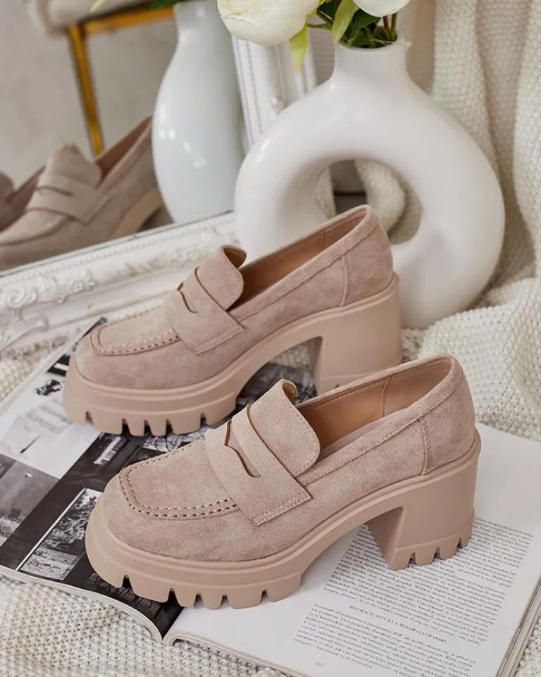 Discount Mokasyny damskie na słupku Narvoti Półbuty|Mokasyny Na Obcasie