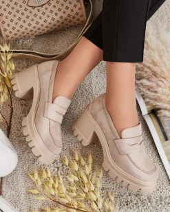 Discount Mokasyny damskie na słupku Narvoti Półbuty|Mokasyny Na Obcasie