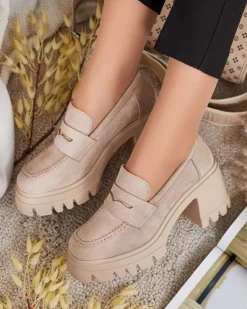 Discount Mokasyny damskie na słupku Narvoti Półbuty|Mokasyny Na Obcasie