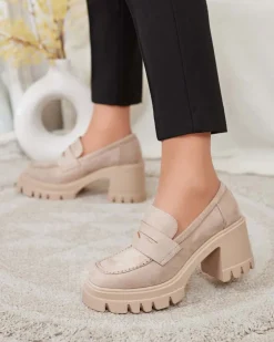 Discount Mokasyny damskie na słupku Narvoti Półbuty|Mokasyny Na Obcasie