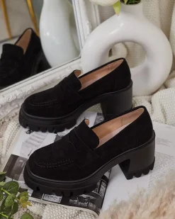 Online Mokasyny damskie na słupku Narvoti Półbuty|Mokasyny Na Obcasie