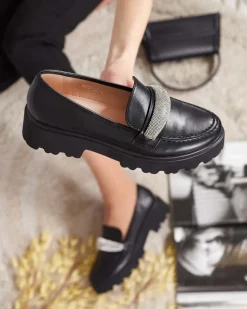 Best Mokasyny damskie z cyrkoniami Emerne Półbuty|Mokasyny Na Płaskiej Podeszwie