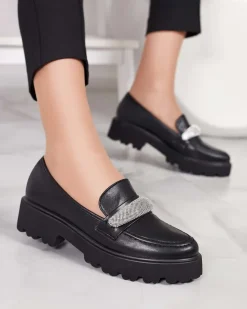 Best Mokasyny damskie z cyrkoniami Emerne Półbuty|Mokasyny Na Płaskiej Podeszwie