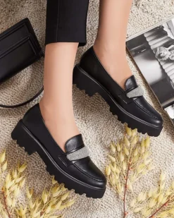 Best Mokasyny damskie z cyrkoniami Emerne Półbuty|Mokasyny Na Płaskiej Podeszwie