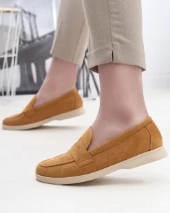 Online Mokasyny damskie eko-zamszowe w kolorze owym Daffer Półbuty|Mokasyny Na Płaskiej Podeszwie