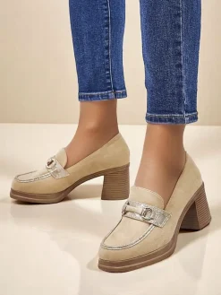 Online Mokasyny damskie na słupku Apareus Mokasyny Na Obcasie