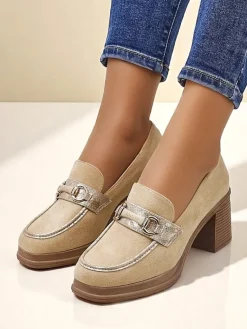 Online Mokasyny damskie na słupku Apareus Mokasyny Na Obcasie