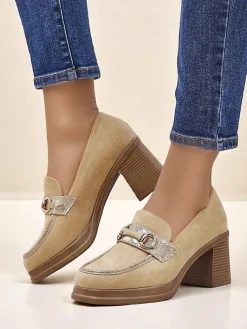 Online Mokasyny damskie na słupku Apareus Mokasyny Na Obcasie