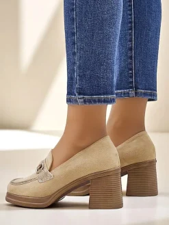 Online Mokasyny damskie na słupku Apareus Mokasyny Na Obcasie