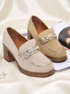 Online Mokasyny damskie na słupku Apareus Mokasyny Na Obcasie