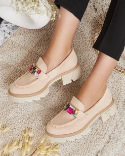 Clearance Mokasyny z kolorowymi kamyczkami Sariner Półbuty|Mokasyny Na Płaskiej Podeszwie