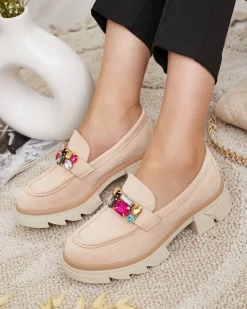 Clearance Mokasyny z kolorowymi kamyczkami Sariner Półbuty|Mokasyny Na Płaskiej Podeszwie