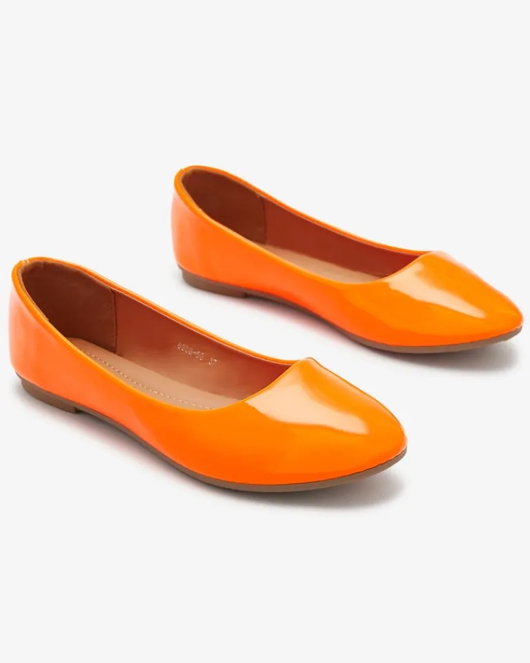 New owe pomarańczowe damskie lakierowane baleriny Fama Baleriny Klasyczne