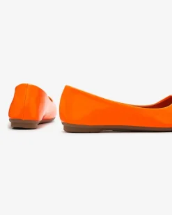 New owe pomarańczowe damskie lakierowane baleriny Fama Baleriny Klasyczne