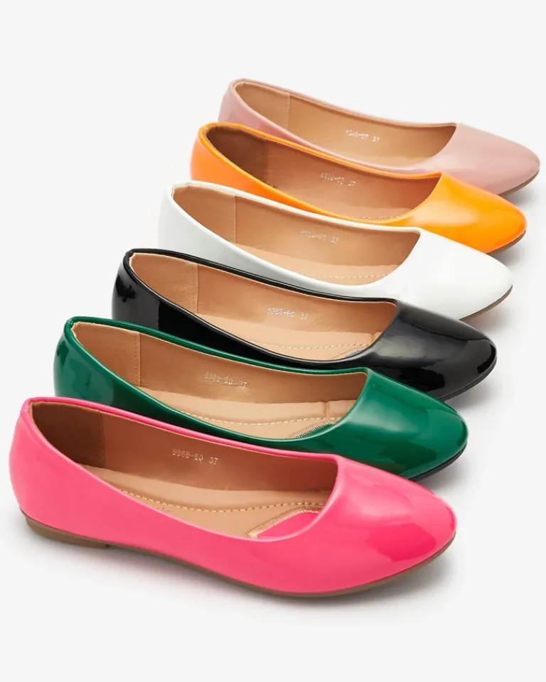 New owe pomarańczowe damskie lakierowane baleriny Fama Baleriny Klasyczne