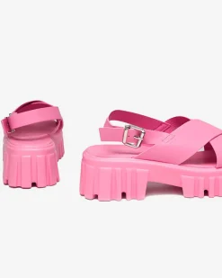 New owe różowe damskie sandały na masywnej podeszwie Otida Buty Na Wielkie Wyjście|Sandały Na Słupku