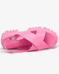 New owe różowe damskie sandały na masywnej podeszwie Otida Buty Na Wielkie Wyjście|Sandały Na Słupku