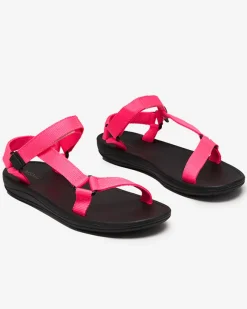 Sale Neonowe różowe damskie sportowe sandały Tatags Sandały Płaskie