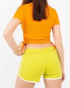 Outlet owe żółte damskie sportowe krótkie spodenki Szorty|Krótkie Spodenki