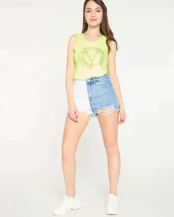 Outlet owy żółty top z printem Bluzki / Koszule / Koszulki